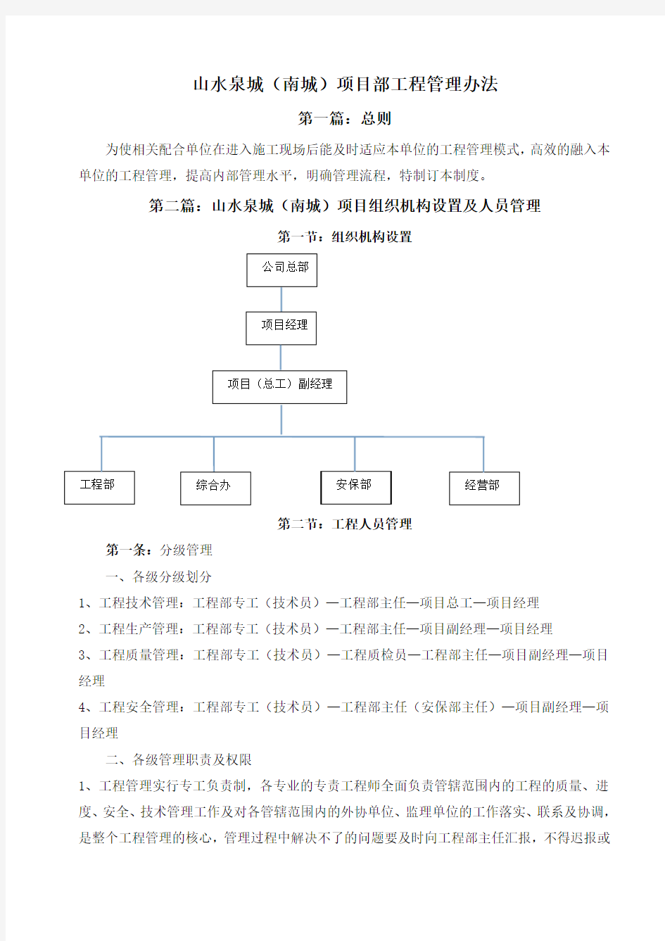 某工程项目部工程管理办法