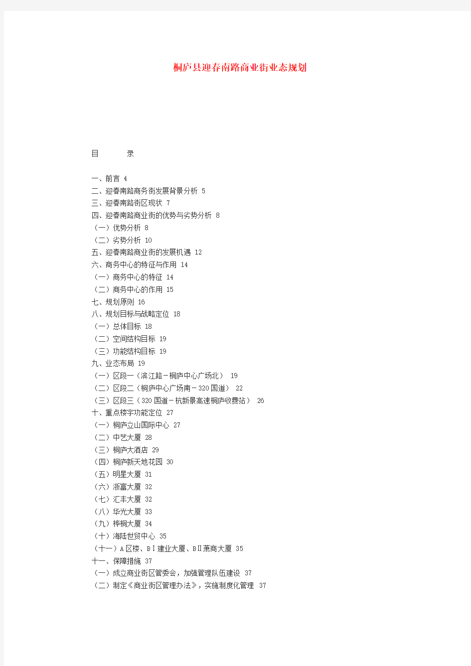 桐庐县迎春南路商业街业态规划