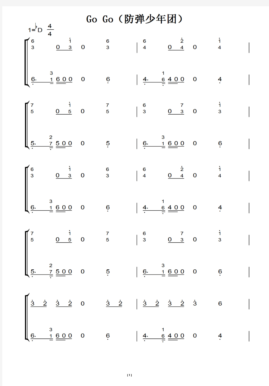 Go Go(防弹少年团) 钢琴谱 钢琴双手简谱.pdf