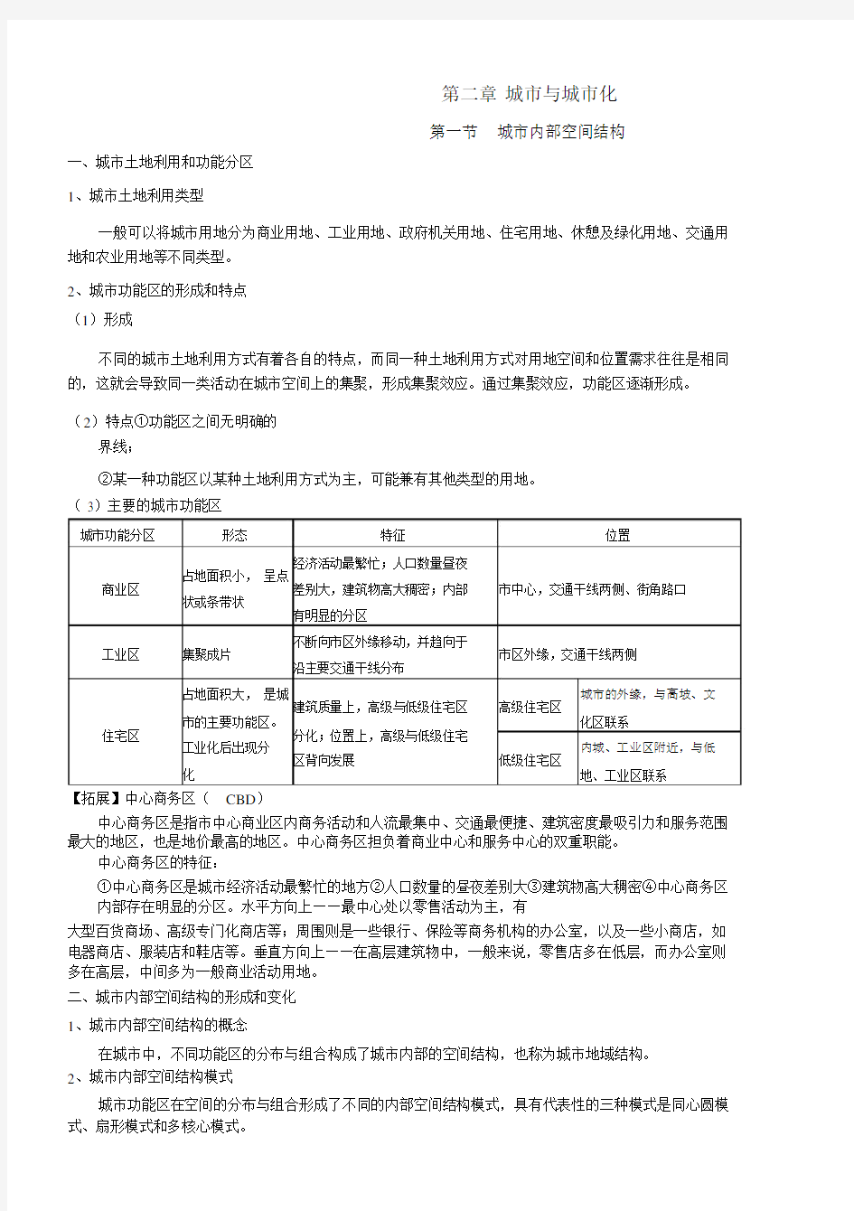 第二章城市与城市化知识点总结.docx