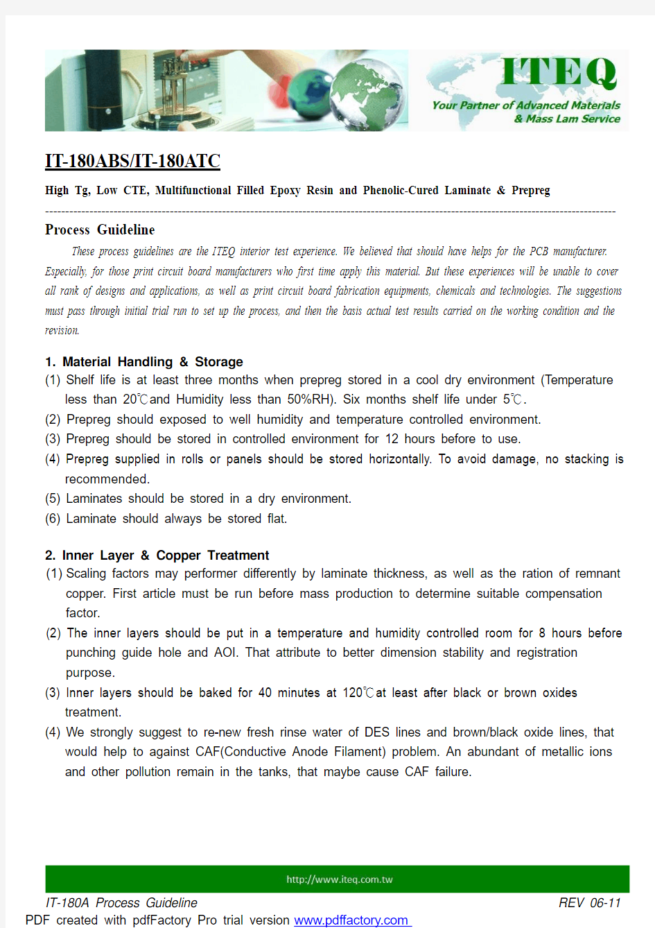 IT-180A Process Guideline rev 06-11 联茂 板材  报告