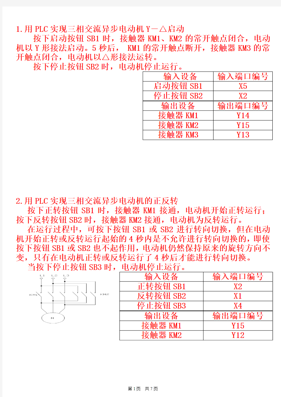 维修电工中级PLC考题训练