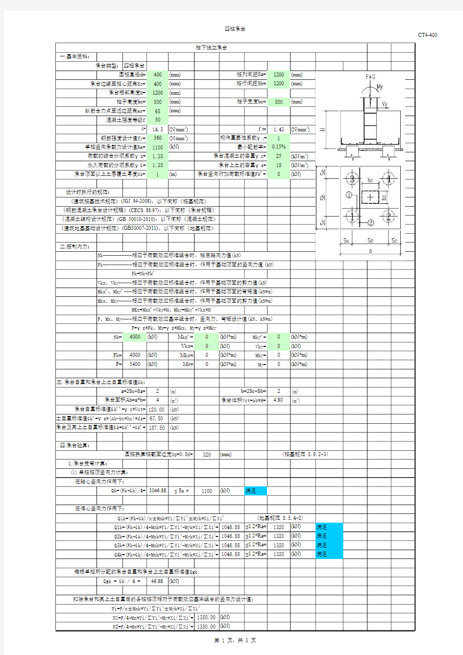 四桩承台计算详细过程(可作为计算书)