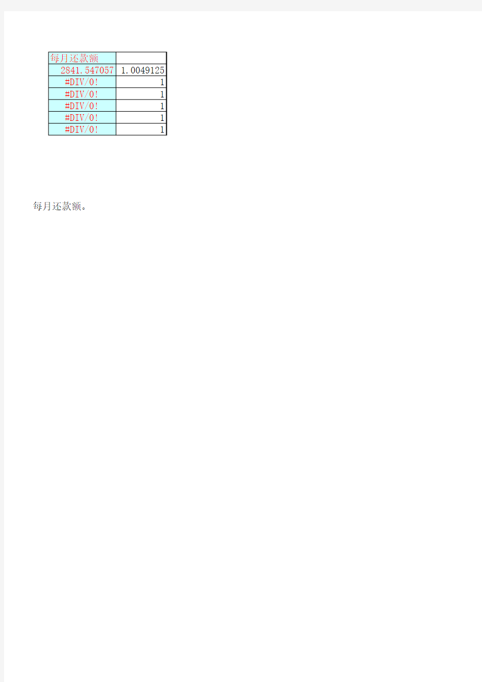 房贷计算公式EXCEL版本