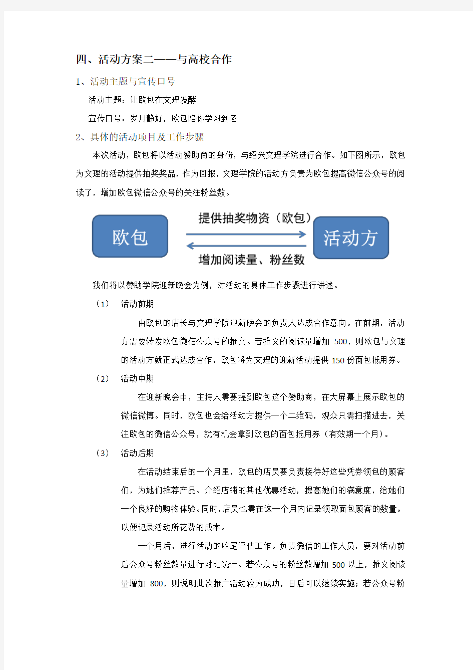 欧包推广活动方案——与高校合作