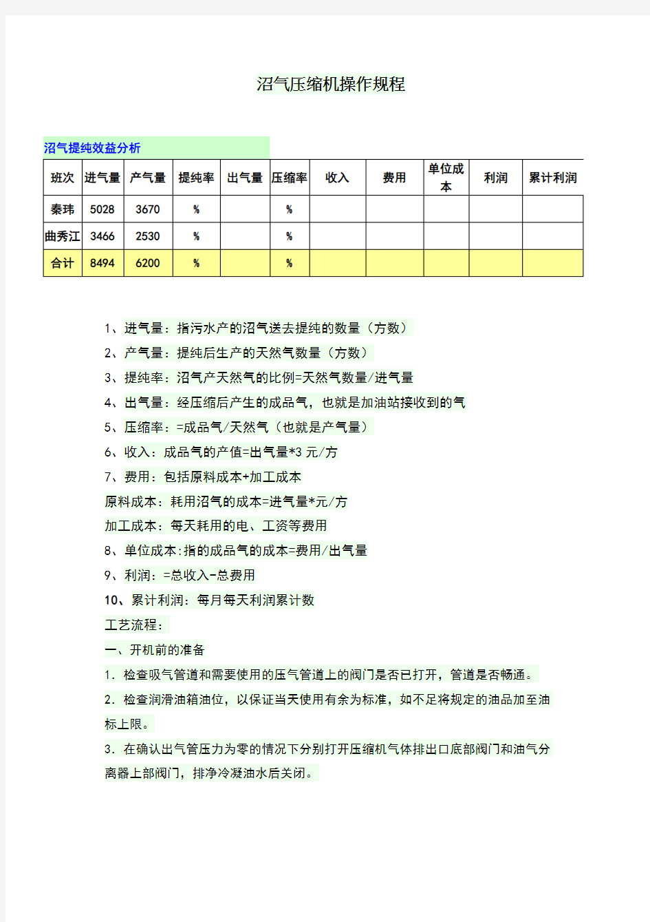 沼气提纯操作规程