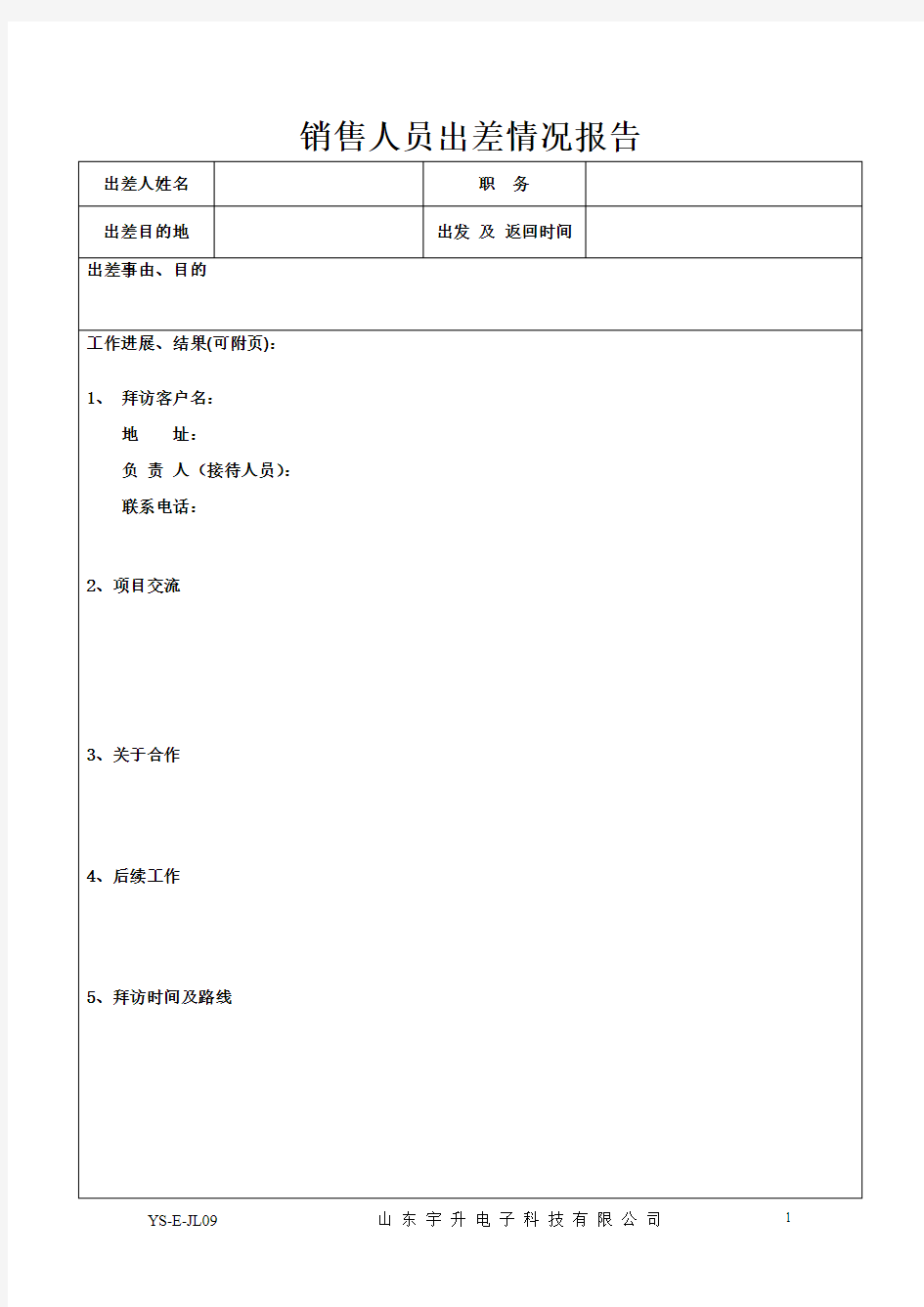 出差报告格式