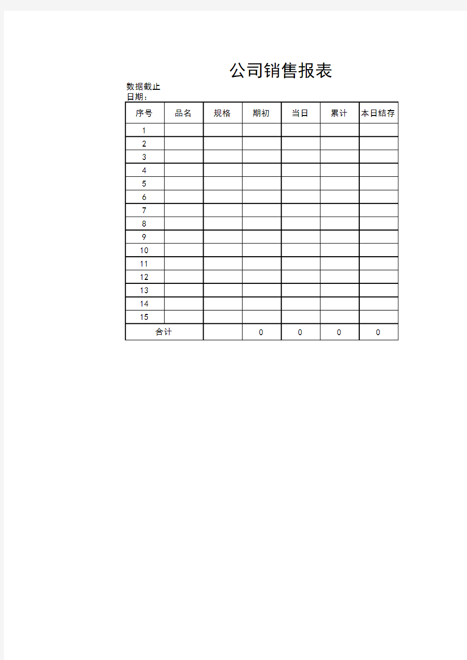 公司销售报表