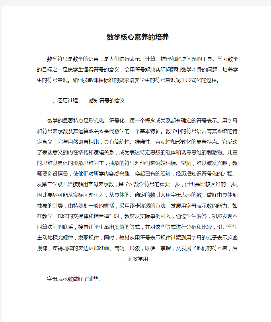 数学核心素养的培养