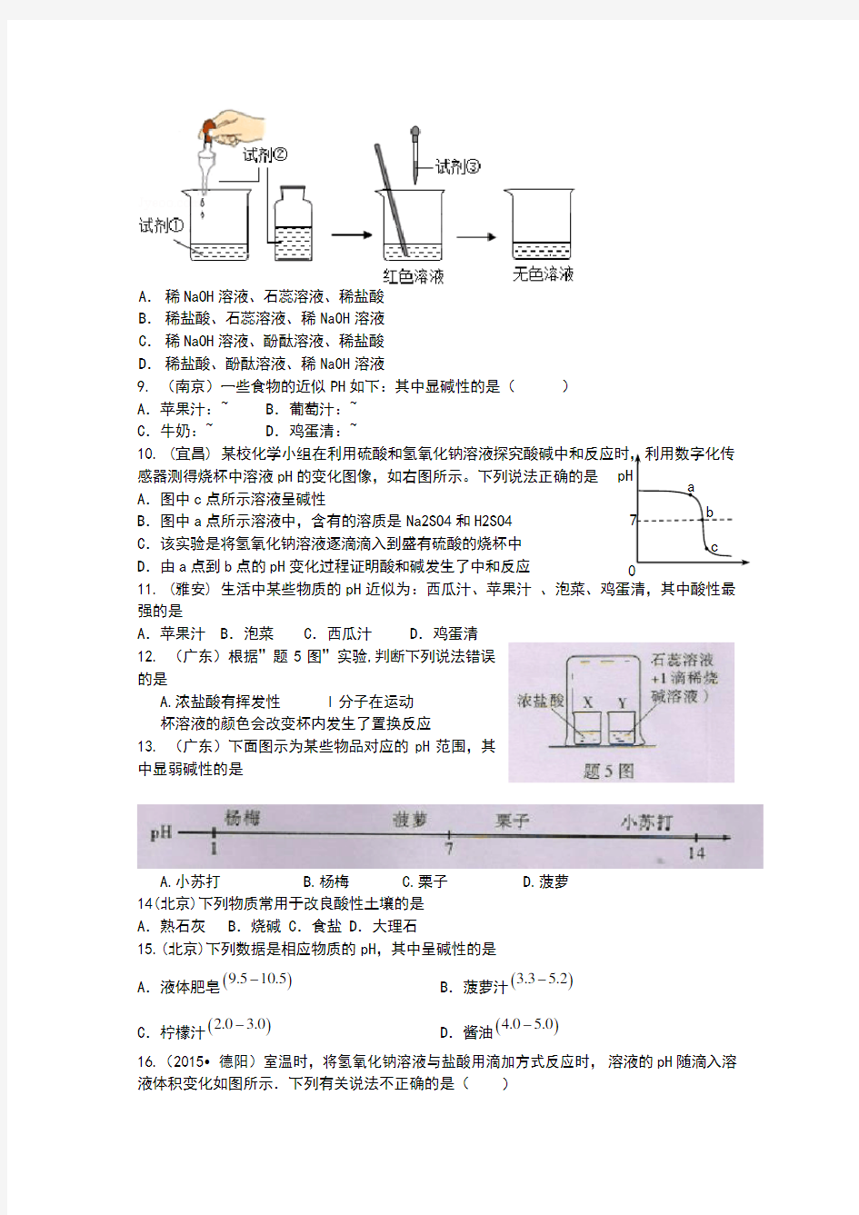 2018中考化学试题分类汇编及答案---酸碱盐