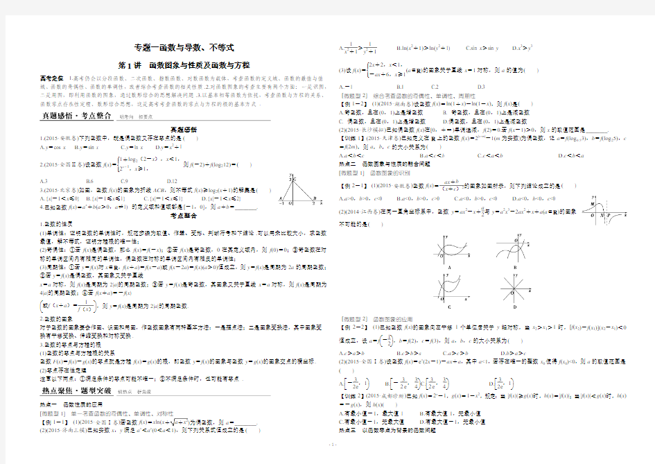 2016届高三专题复习专题一函数与导数不等式