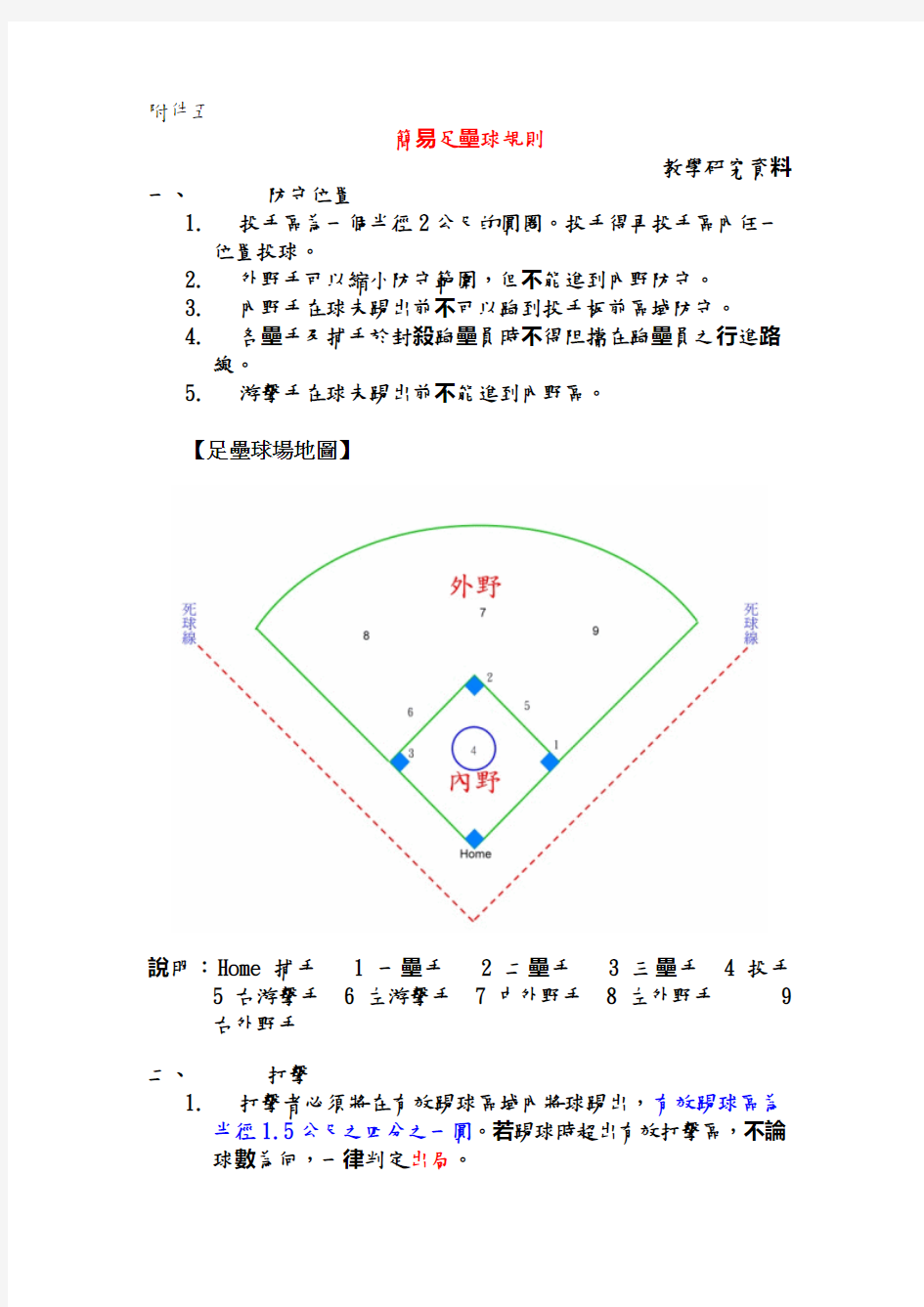 简易足垒球规则