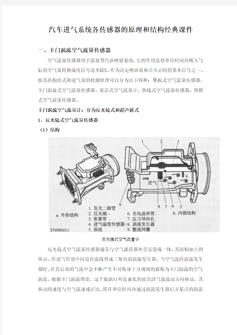 汽车进气系统各传感器的原理和结构经典课件