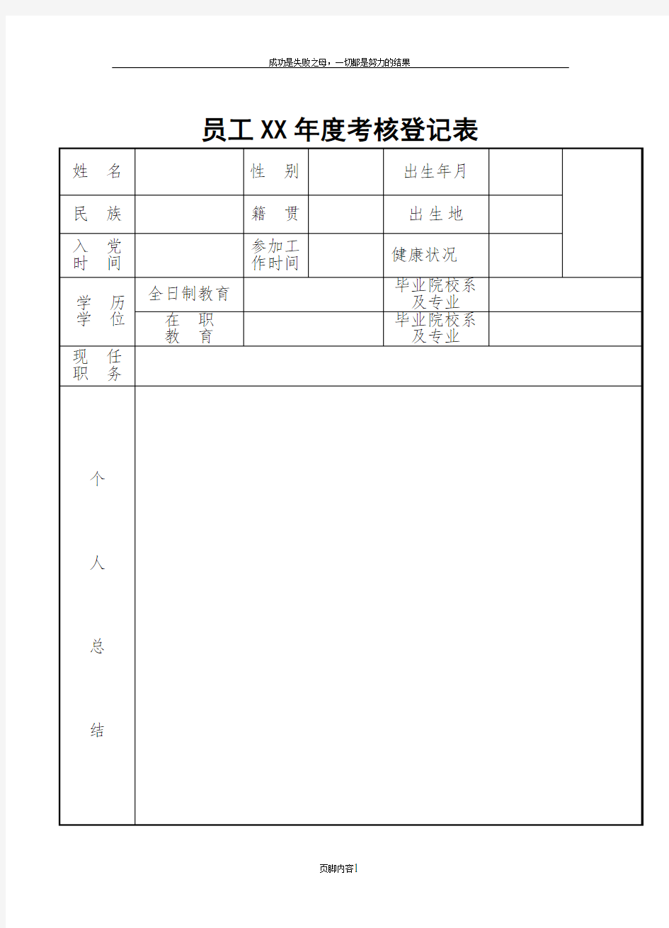 公司员工年度考核表模板