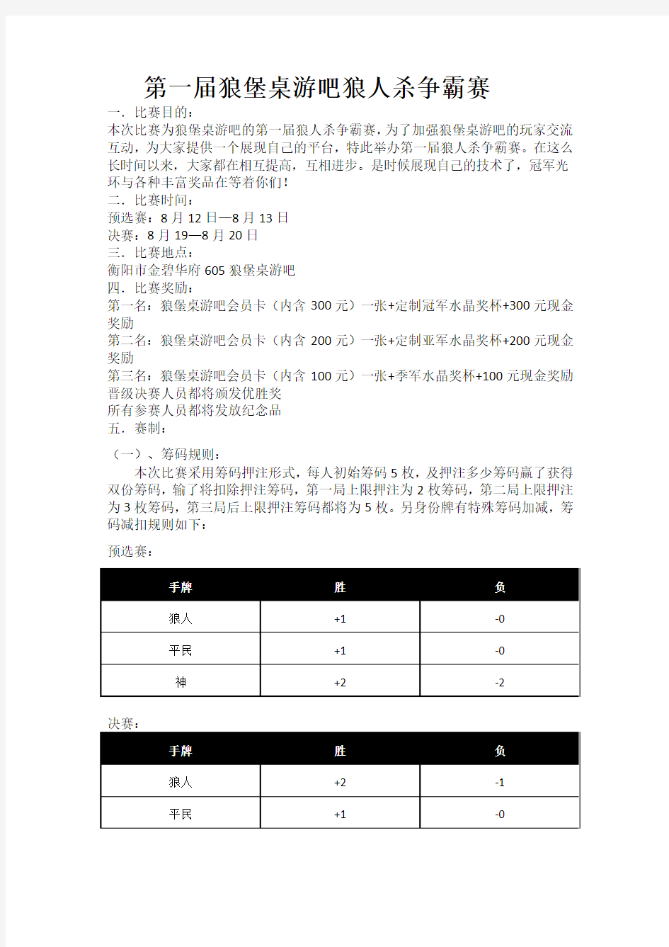 狼人杀争霸赛