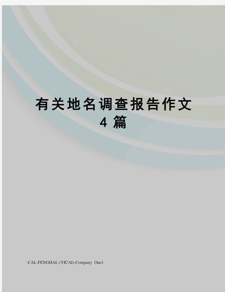 有关地名调查报告作文4篇