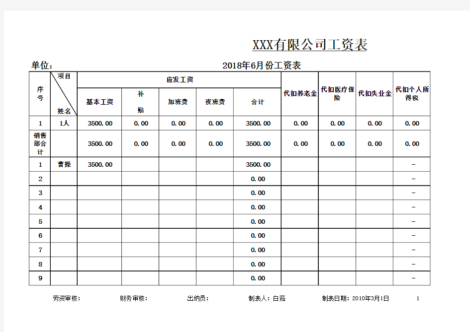 工资奖金个税自动计算表