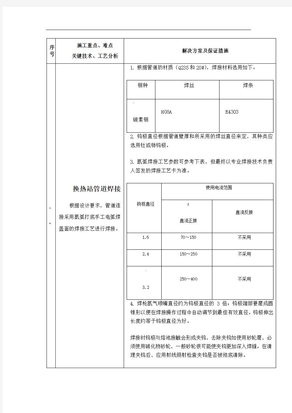 关键技术施工的重点、难点及解决方案