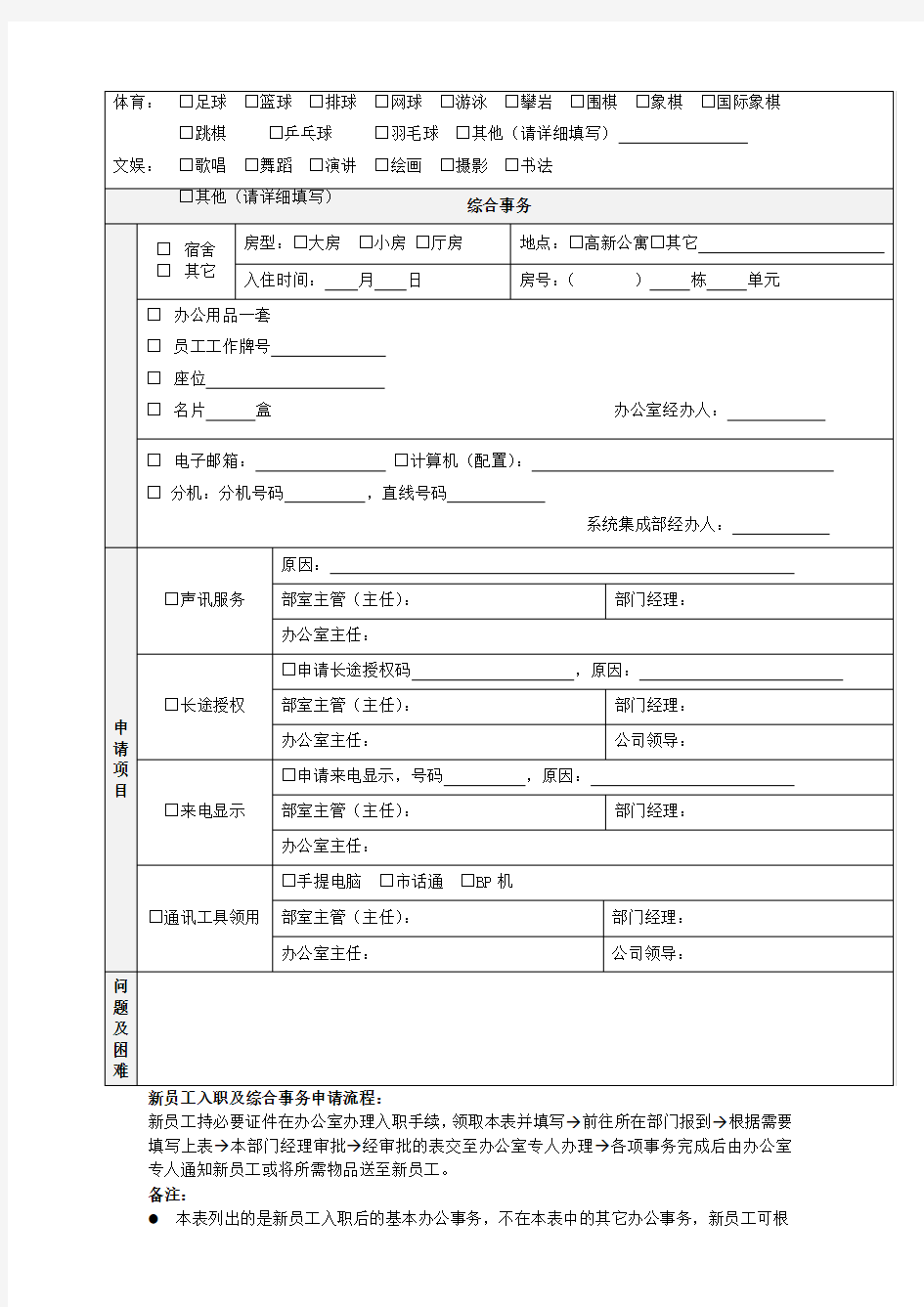 新进员工个人档案登记表