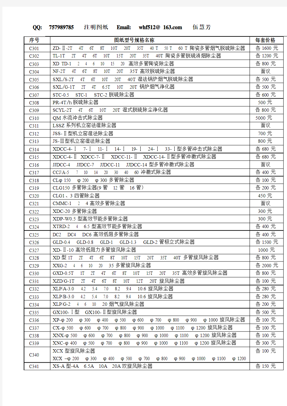 机械 CAD C3 脱硫、多管、旋风除尘器图纸目录—散料