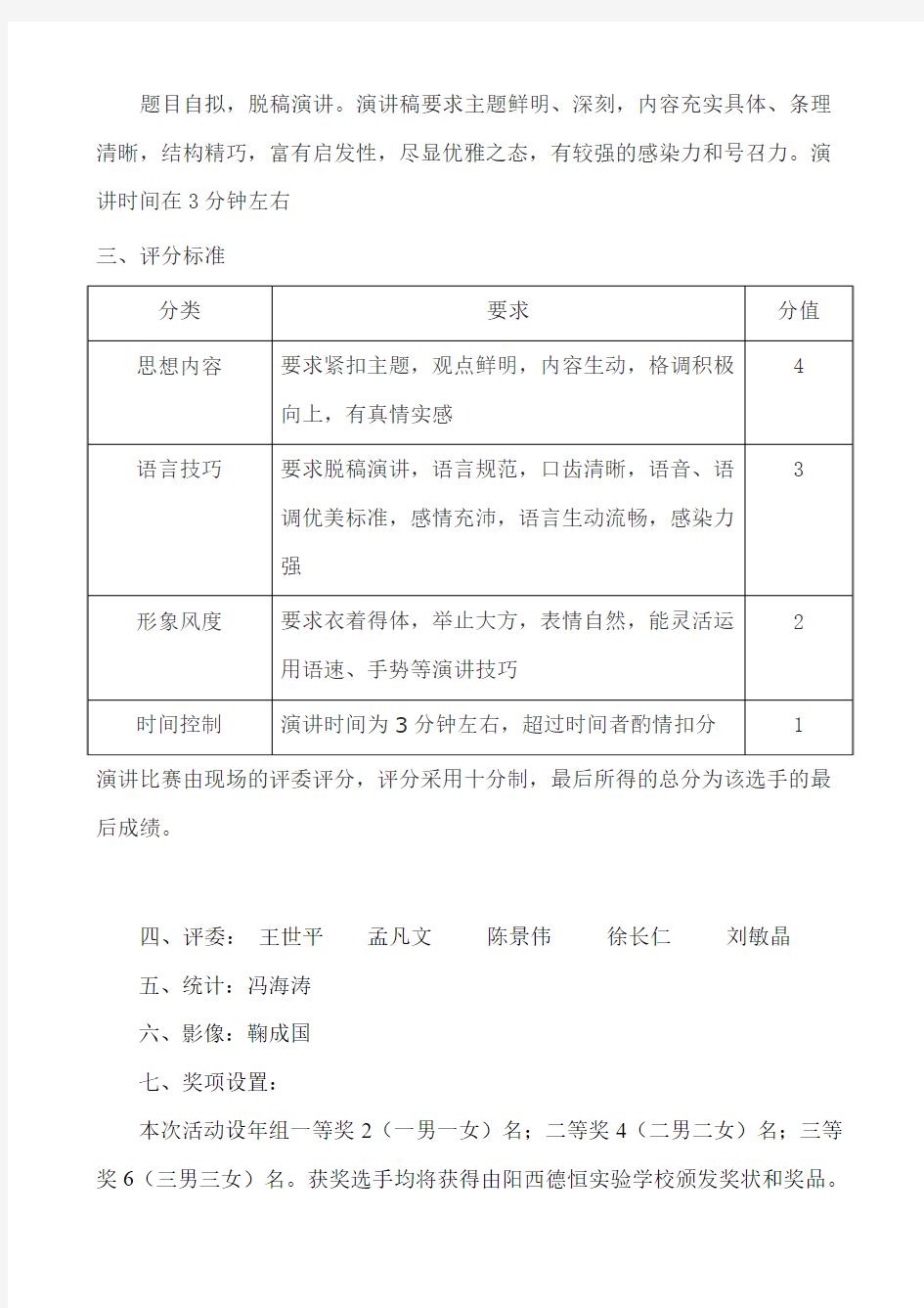 演讲比赛活动方案、总结