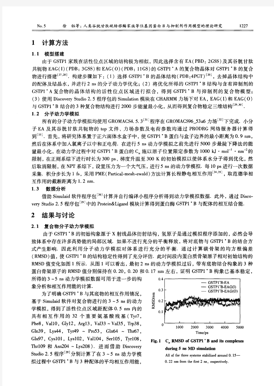 人类谷胱甘肽硫转移酶家族等位基因蛋白B与抑制剂作用模型的理论研究