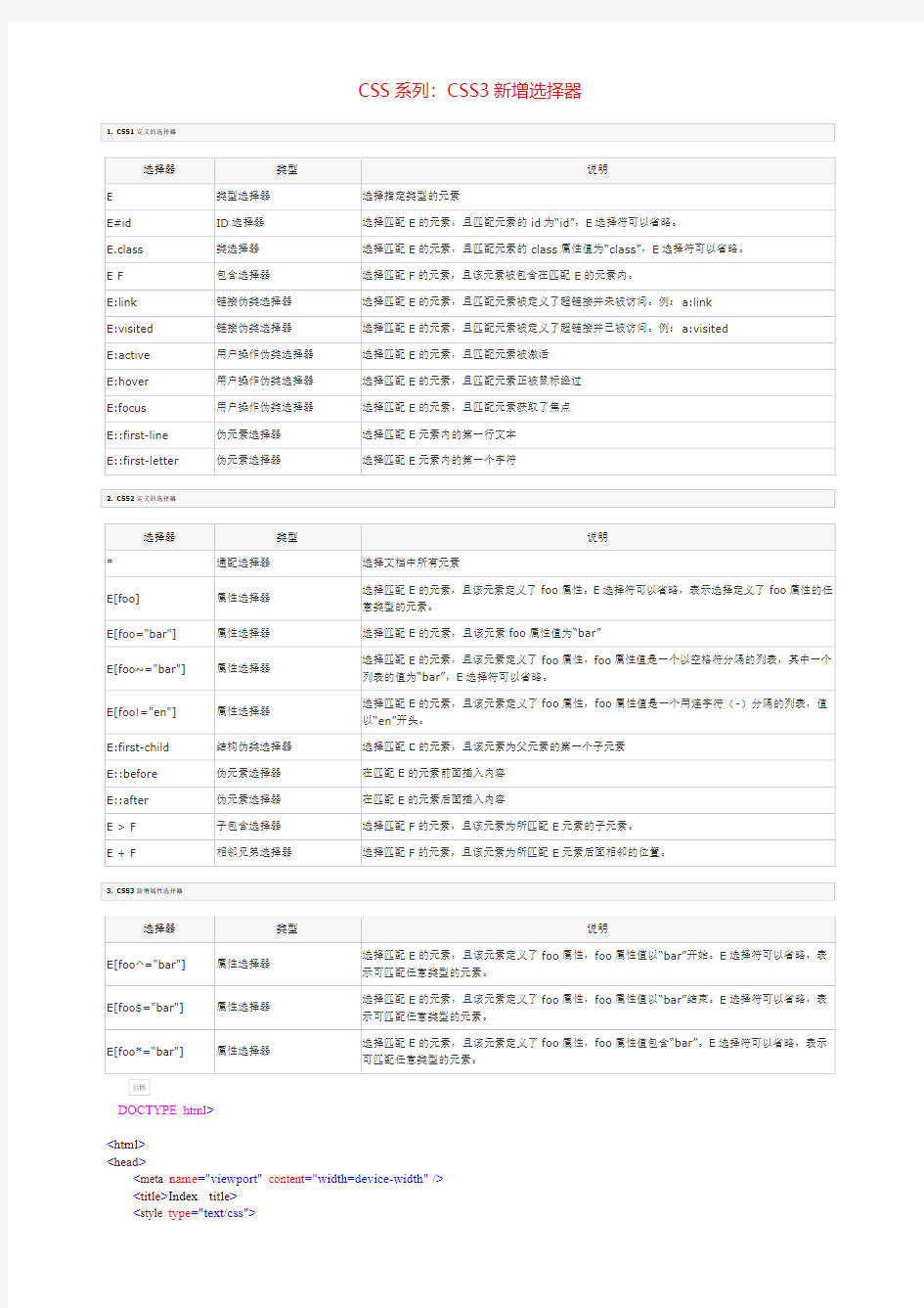 CSS系列：CSS3新增选择器