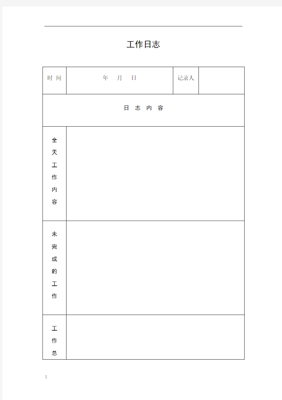 每天工作日志模板