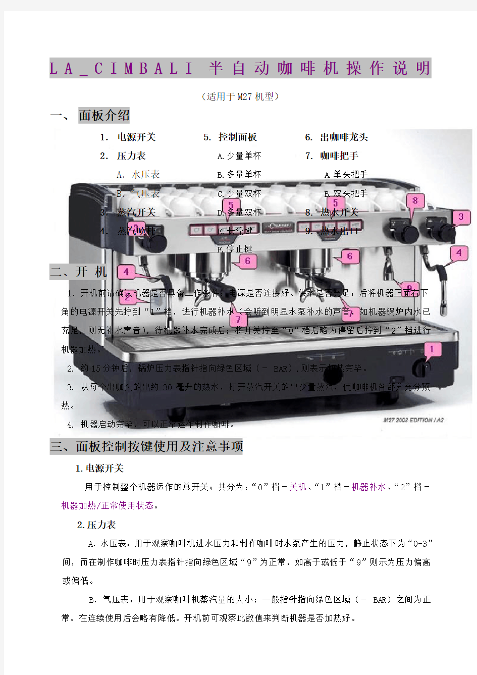 CimbaliM咖啡机操作 