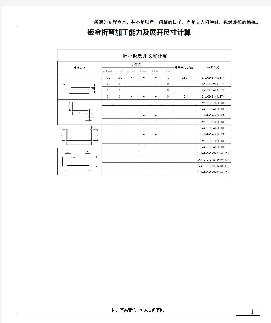 最新钣金折弯加工能力及展开尺寸计算(新)