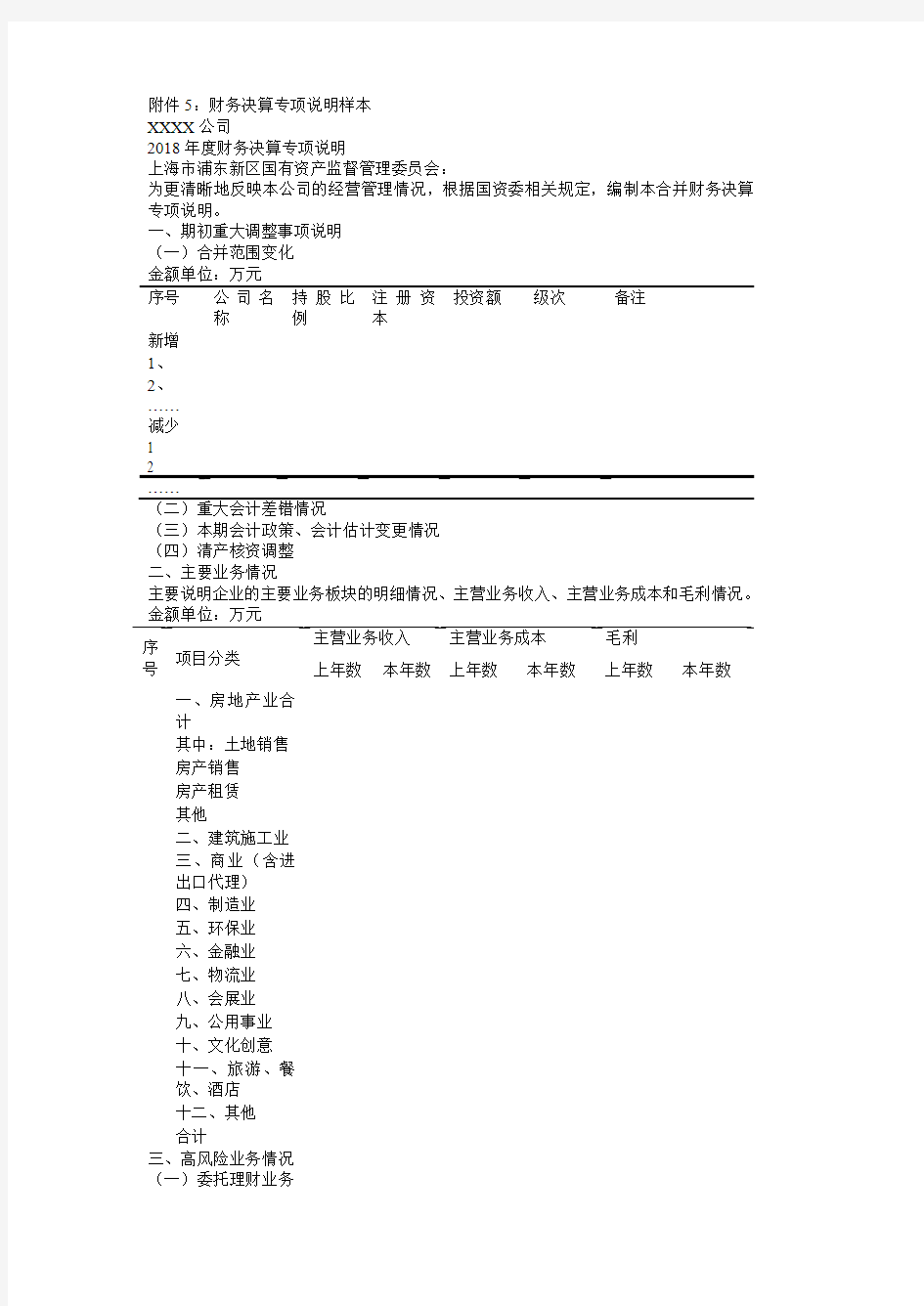 5财务决算专项说明样本