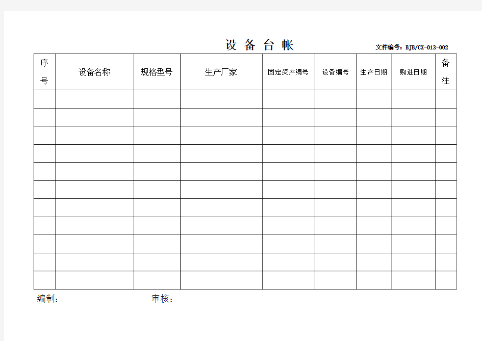 生产设备一览表