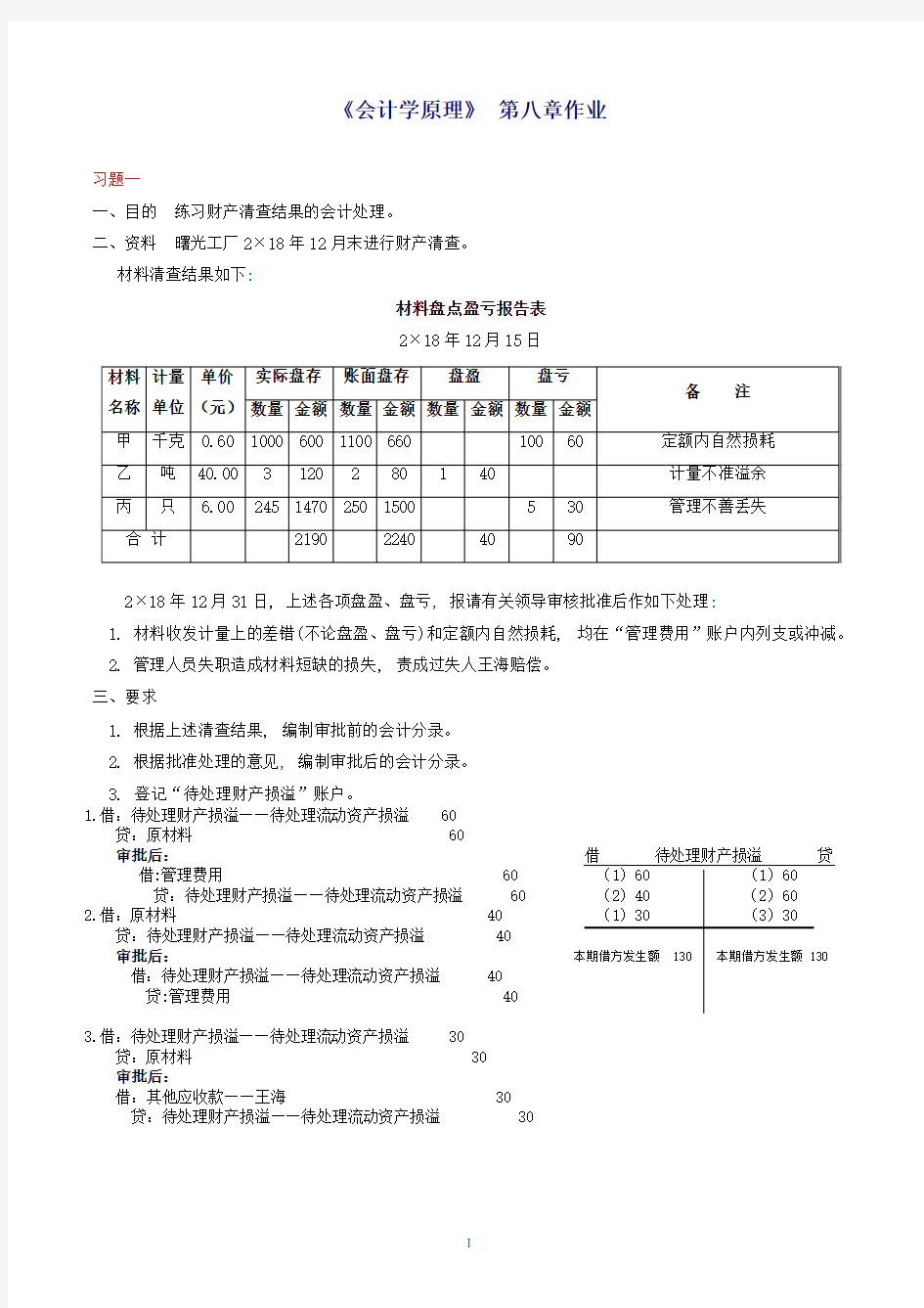 MOOC会计学原理第八章作业