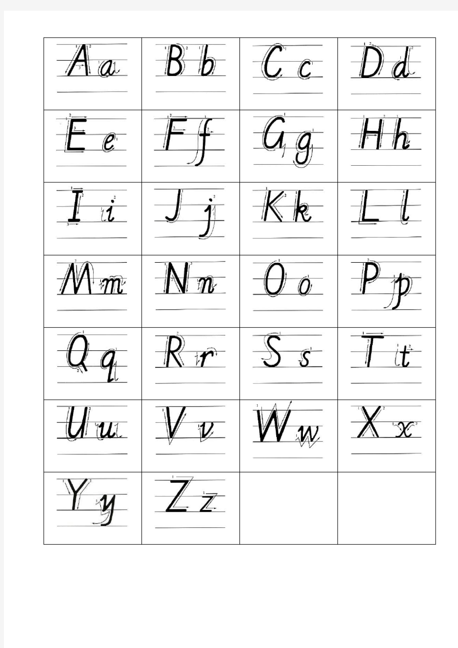 26个英文字母书写标准及描红书写字帖有笔顺也可仿写(完美打印版)