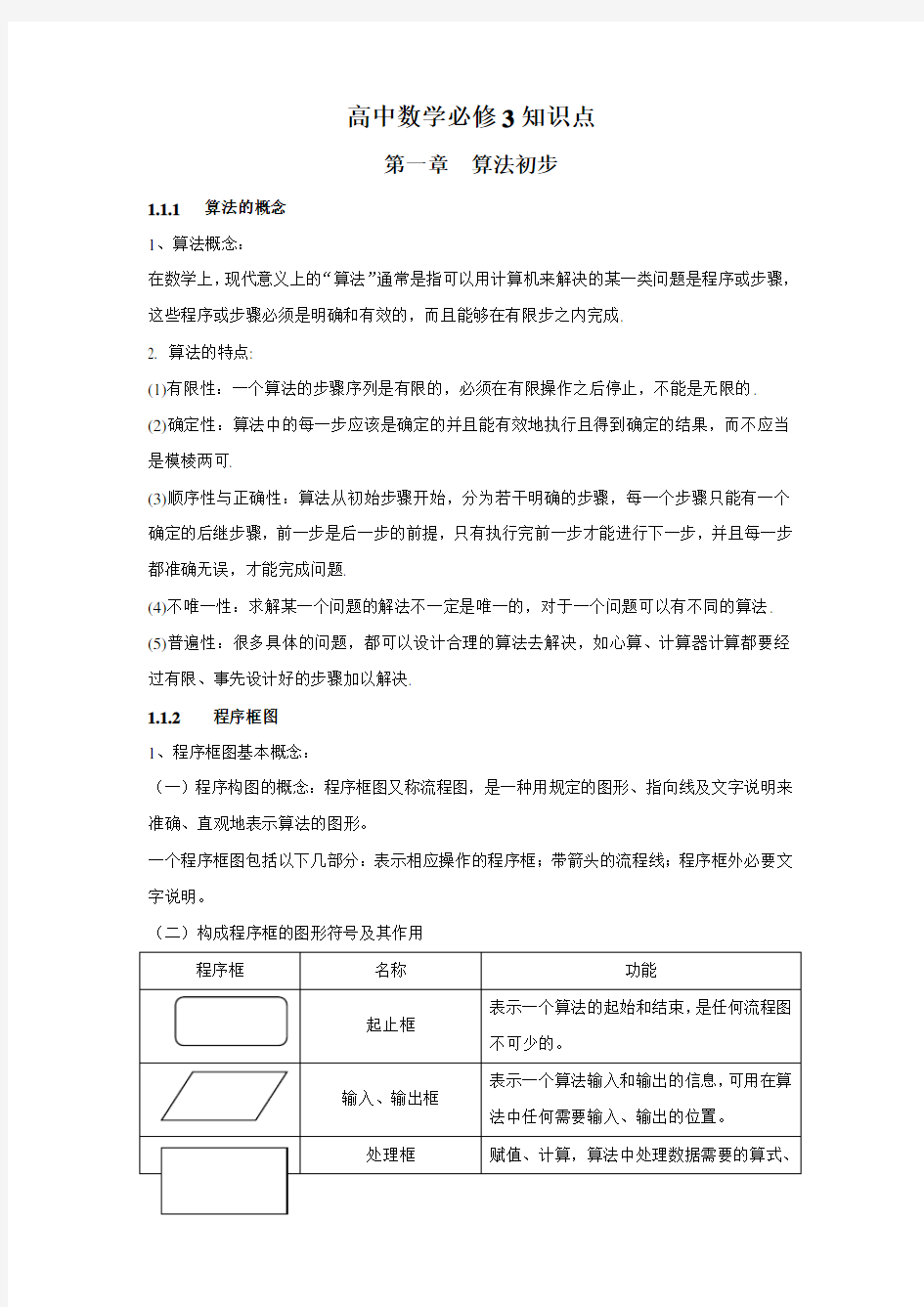 高中数学必修3知识点总结