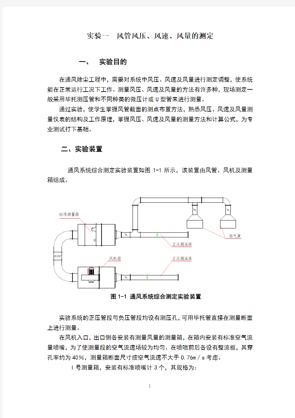 通风系统风量、风压的测量