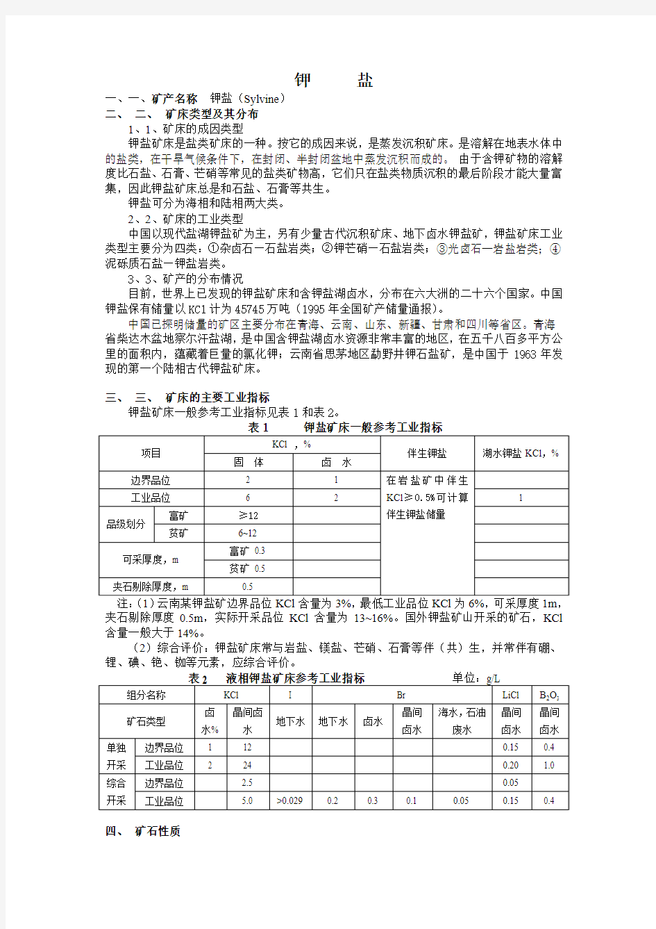 钾盐矿基础资料