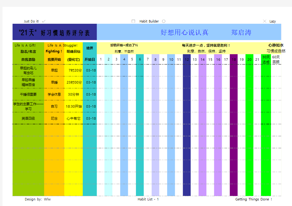 21天习惯养成表