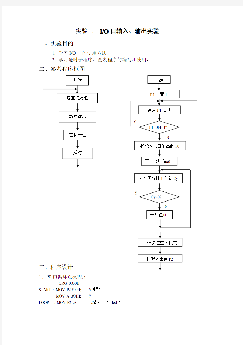 单片机实验 IO口的输入输出实验