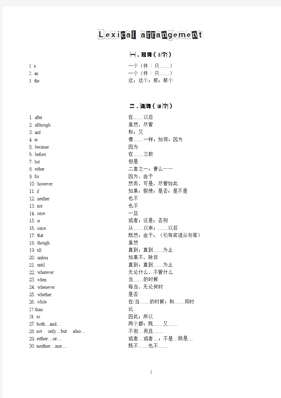 中考词汇-按词性分类A