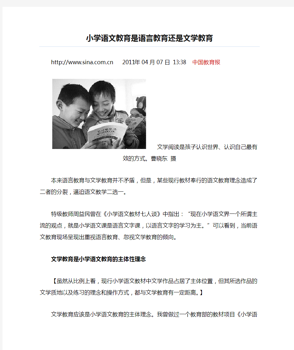 小学语文教育是语言教育还是文学教育