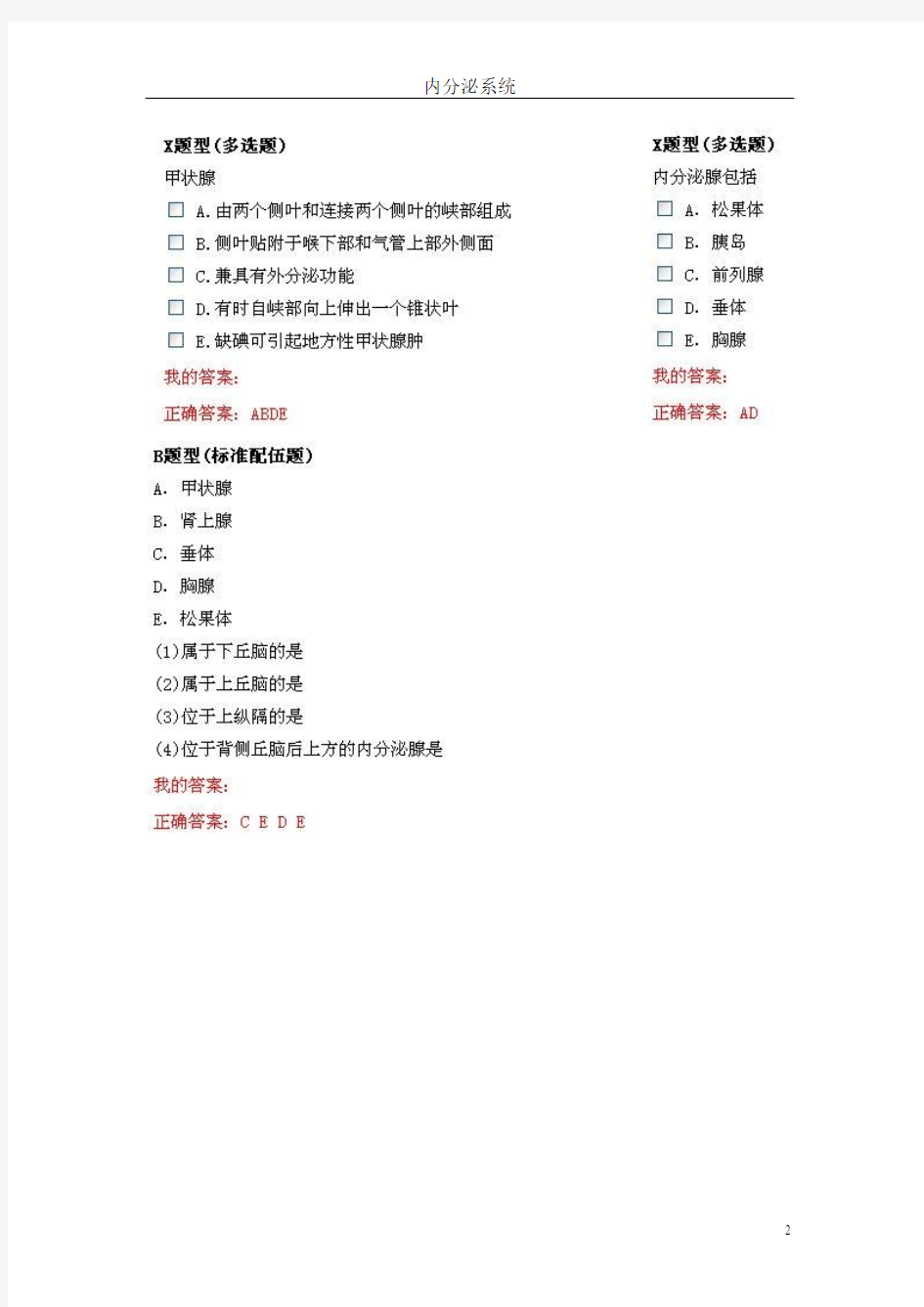 2014年全国卫生资格考试病理学技术初级师主管技师题库---内分泌系统