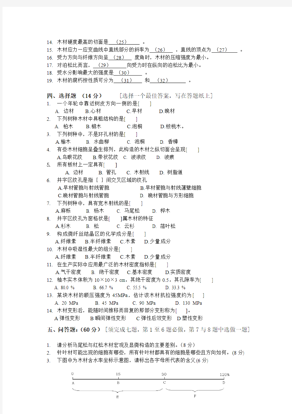 2008年南京林业大学木材学(附部分答案)[1]