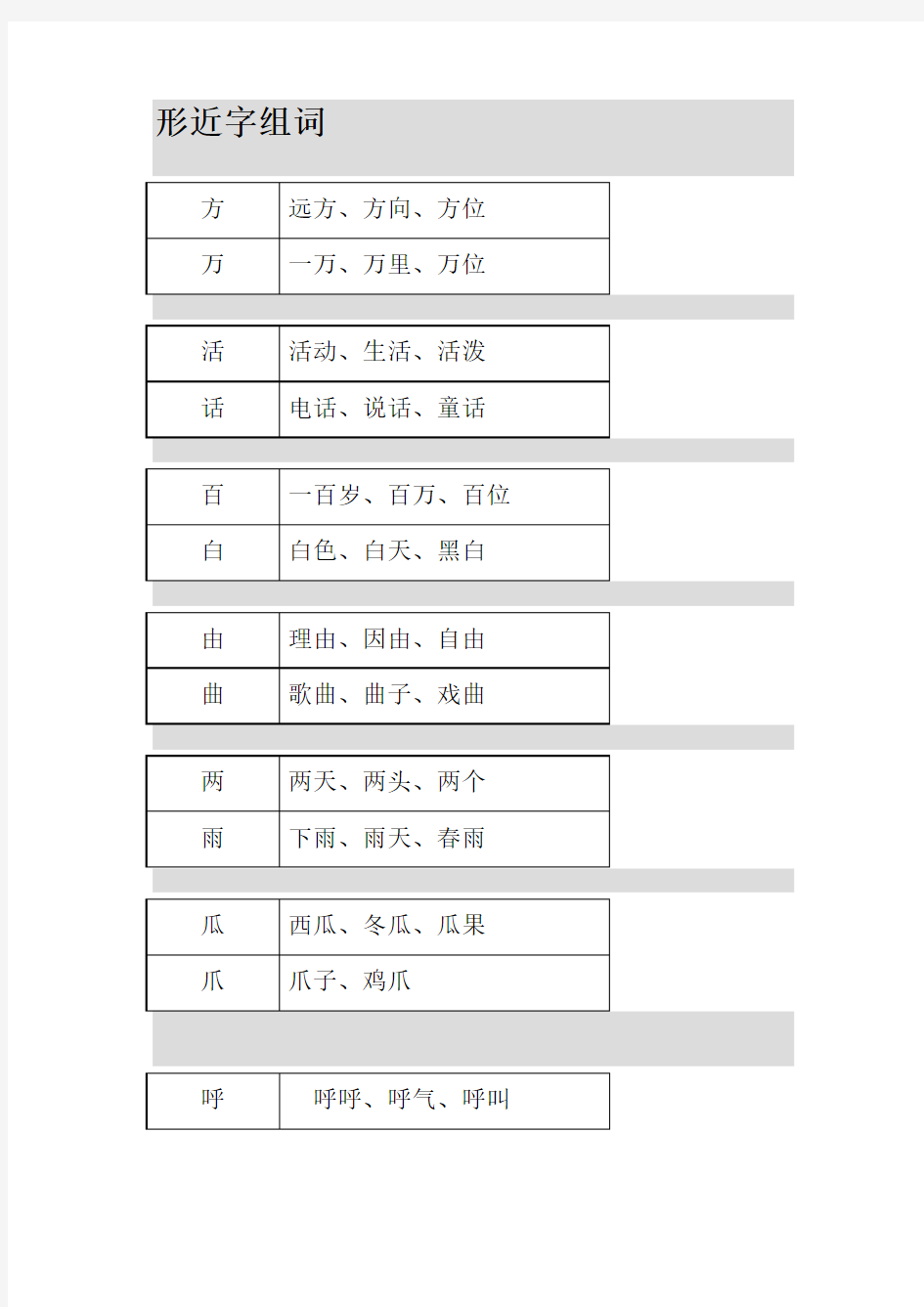 形近字组词_一年级