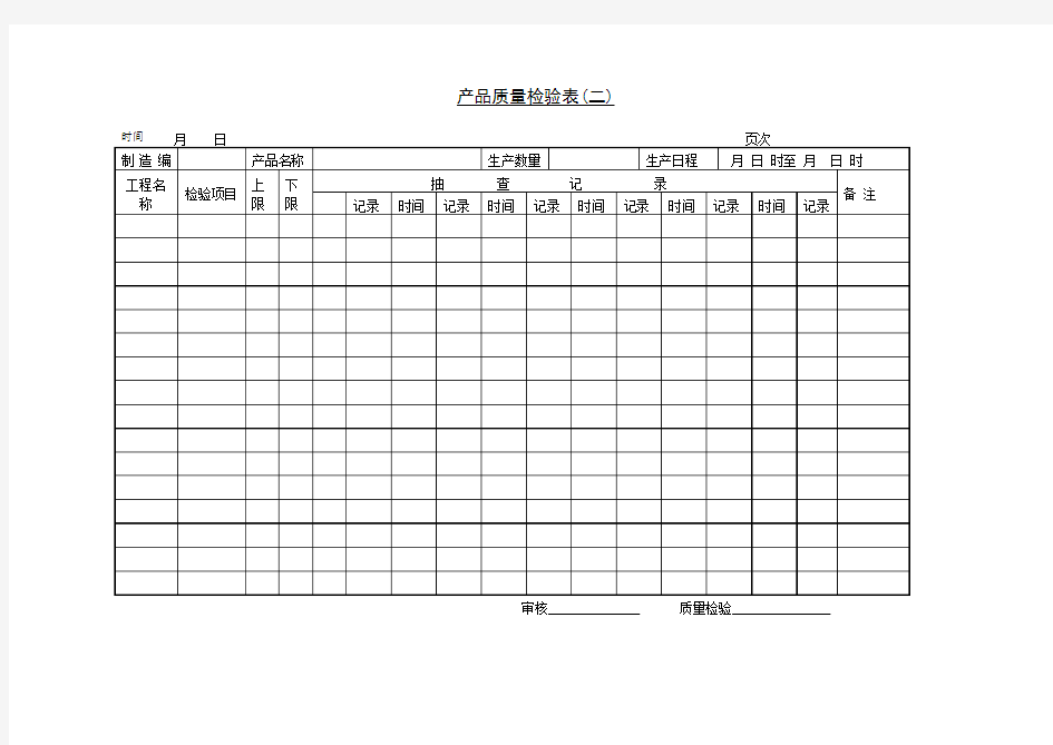 产品质量检验标准表格大全