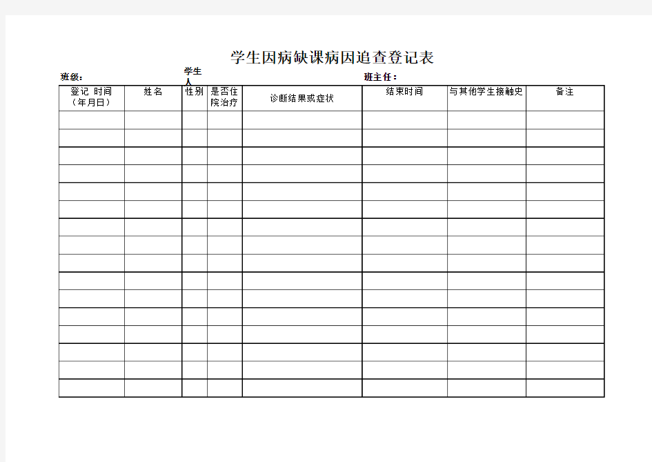 因病缺勤追踪登记表