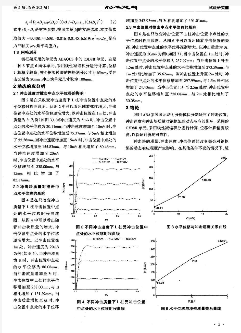 基于ABAQUS的冲击荷载下钢框架的动力响应分析