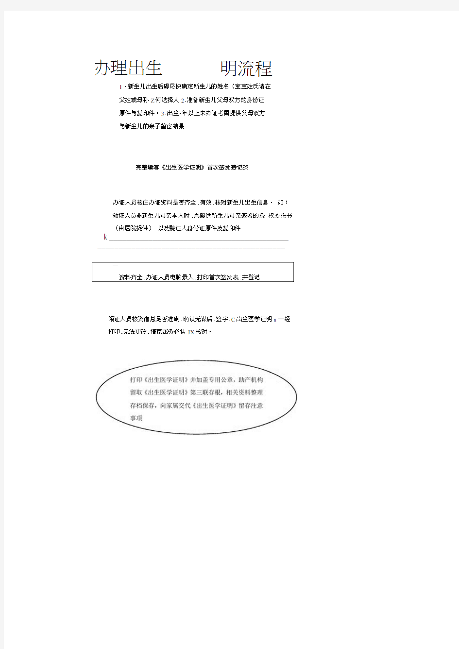 办理出生医学证明流程图