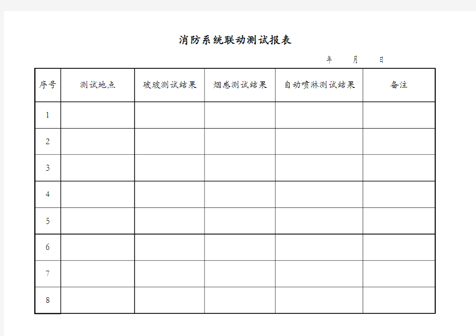 消防系统联动测试报表