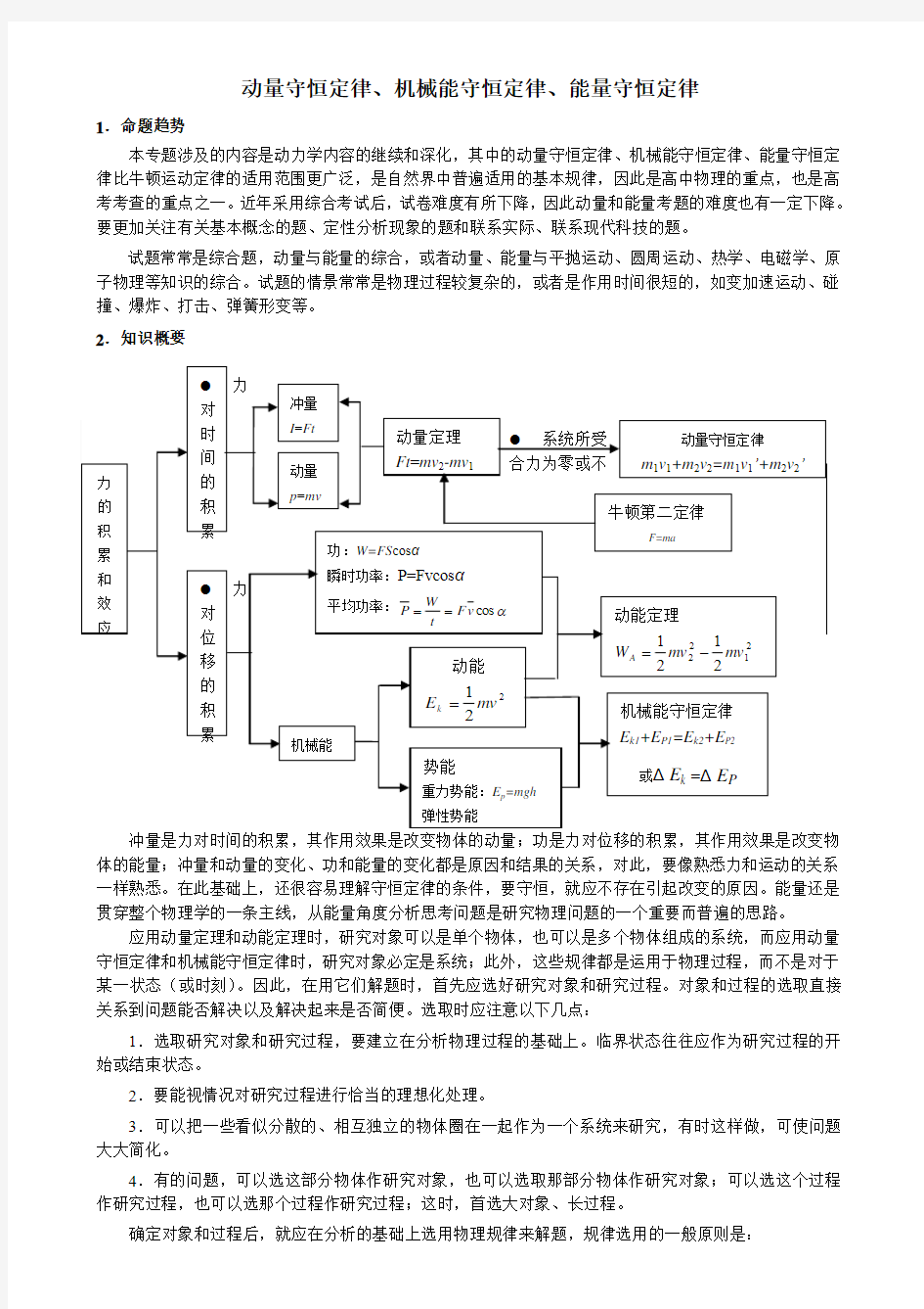 动量守恒定律、机械能守恒定律、能量守恒定律高考物理专题